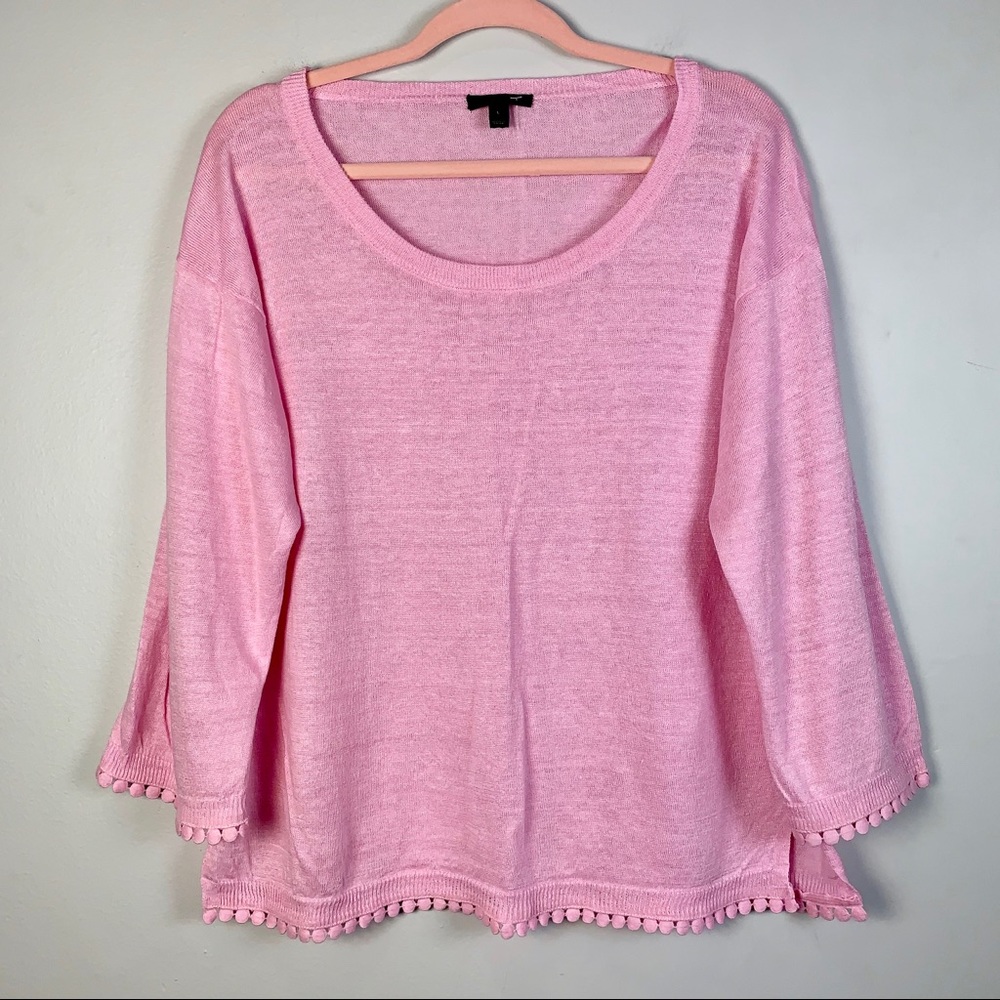 J. Crew Pink Light Knit Detail Edge Sweater Top